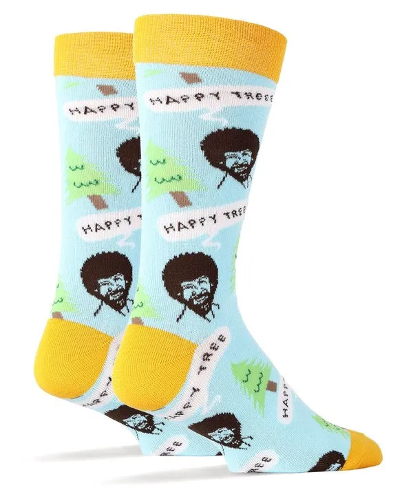 TEEK - Mens Bob Ross Happy Tree Crew Socks