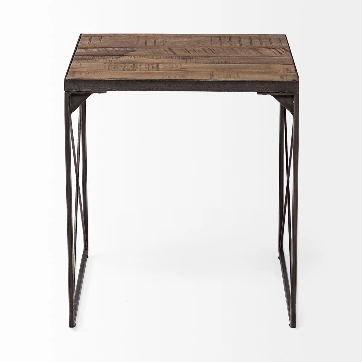 Trestman End Side Table Medium Brown Wood | Black Iron