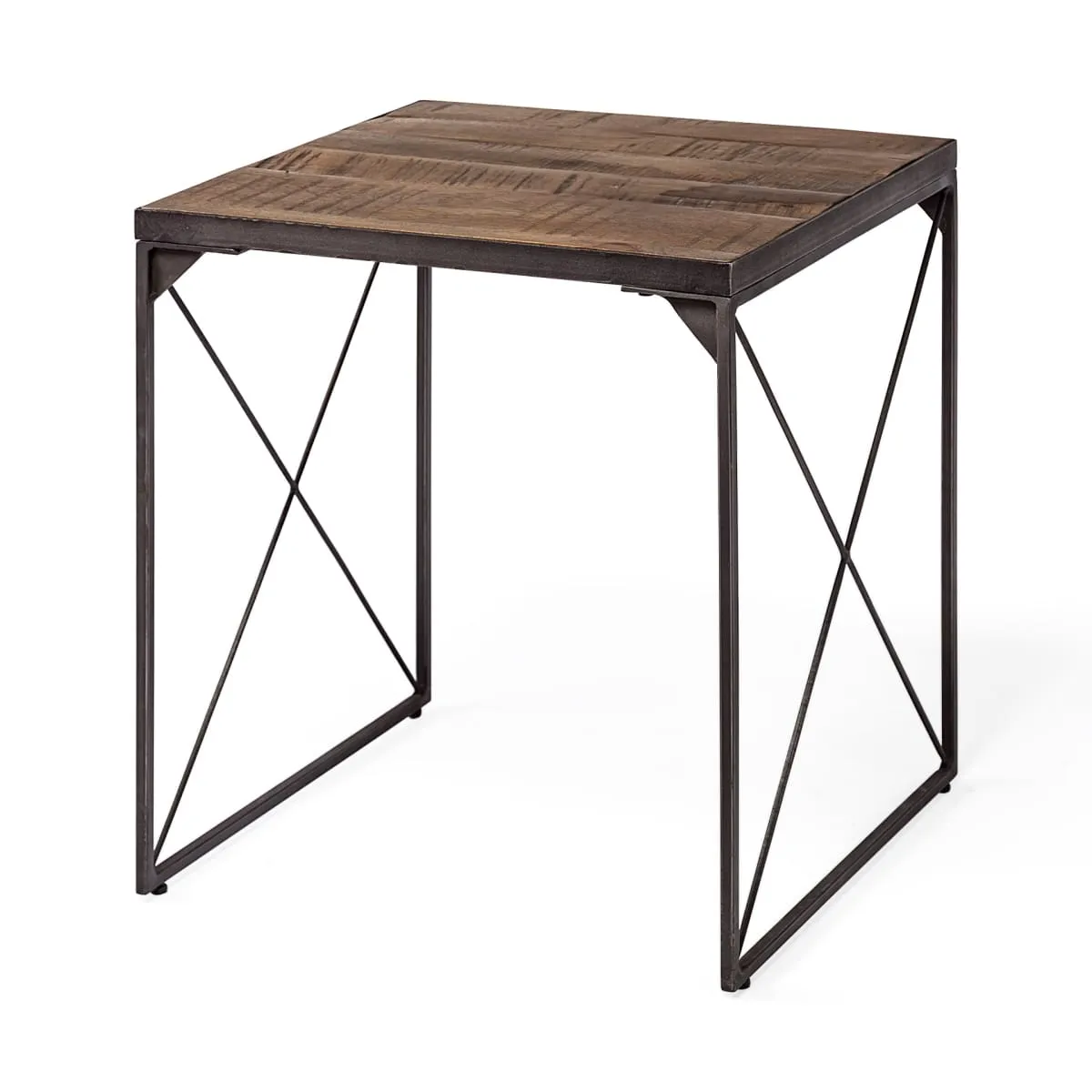 Trestman End Side Table Medium Brown Wood | Black Iron