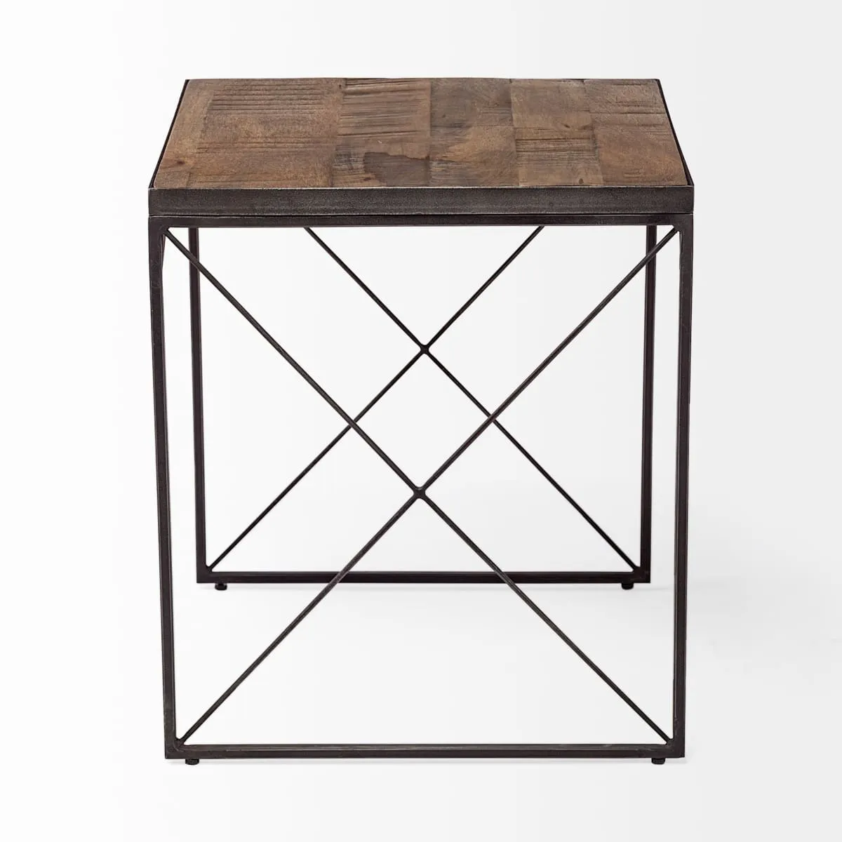 Trestman End Side Table Medium Brown Wood | Black Iron