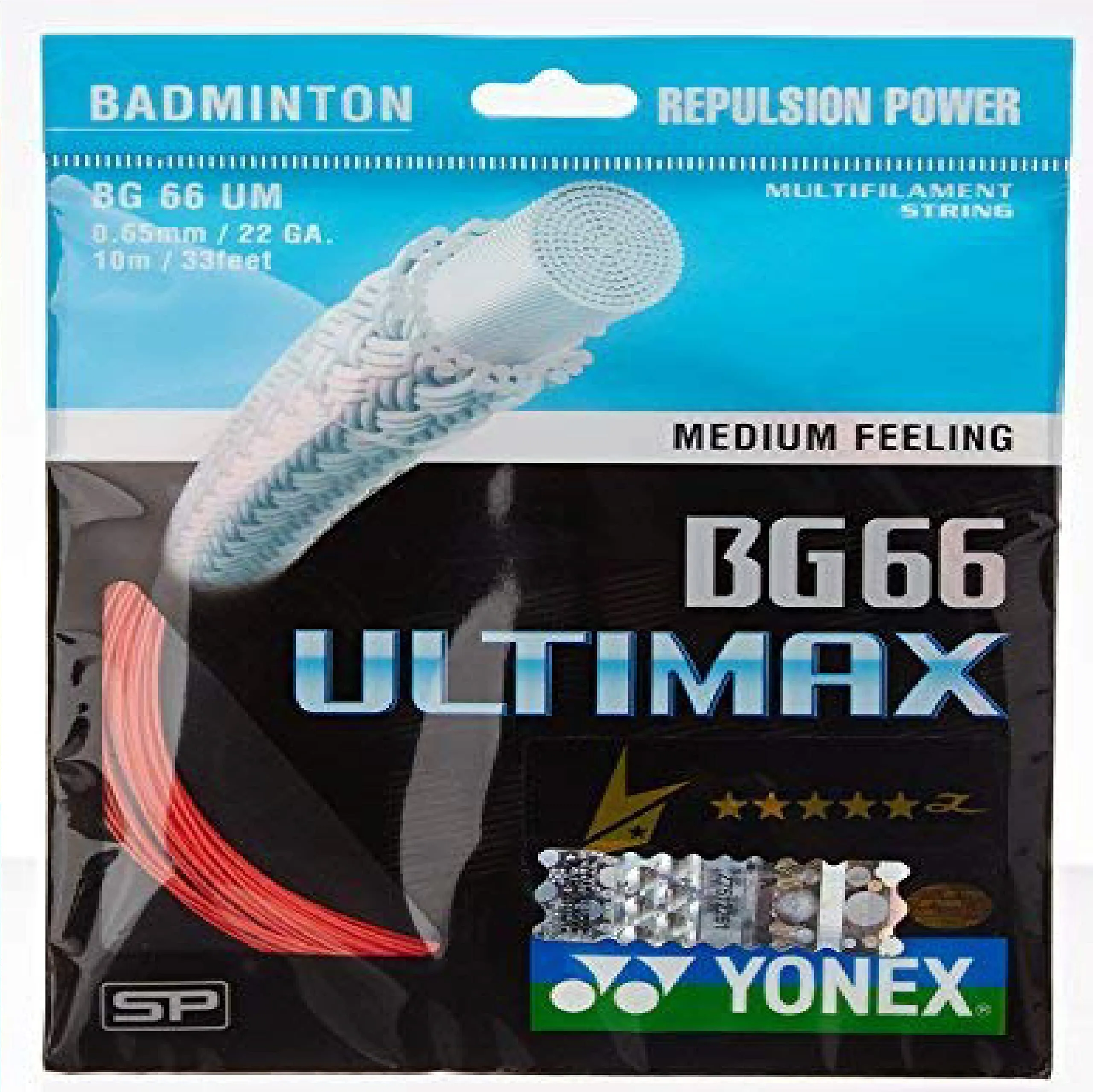 Ultimax BG 66 High-Polymer Nylon Badminton Strings (Black | 0.65mm)