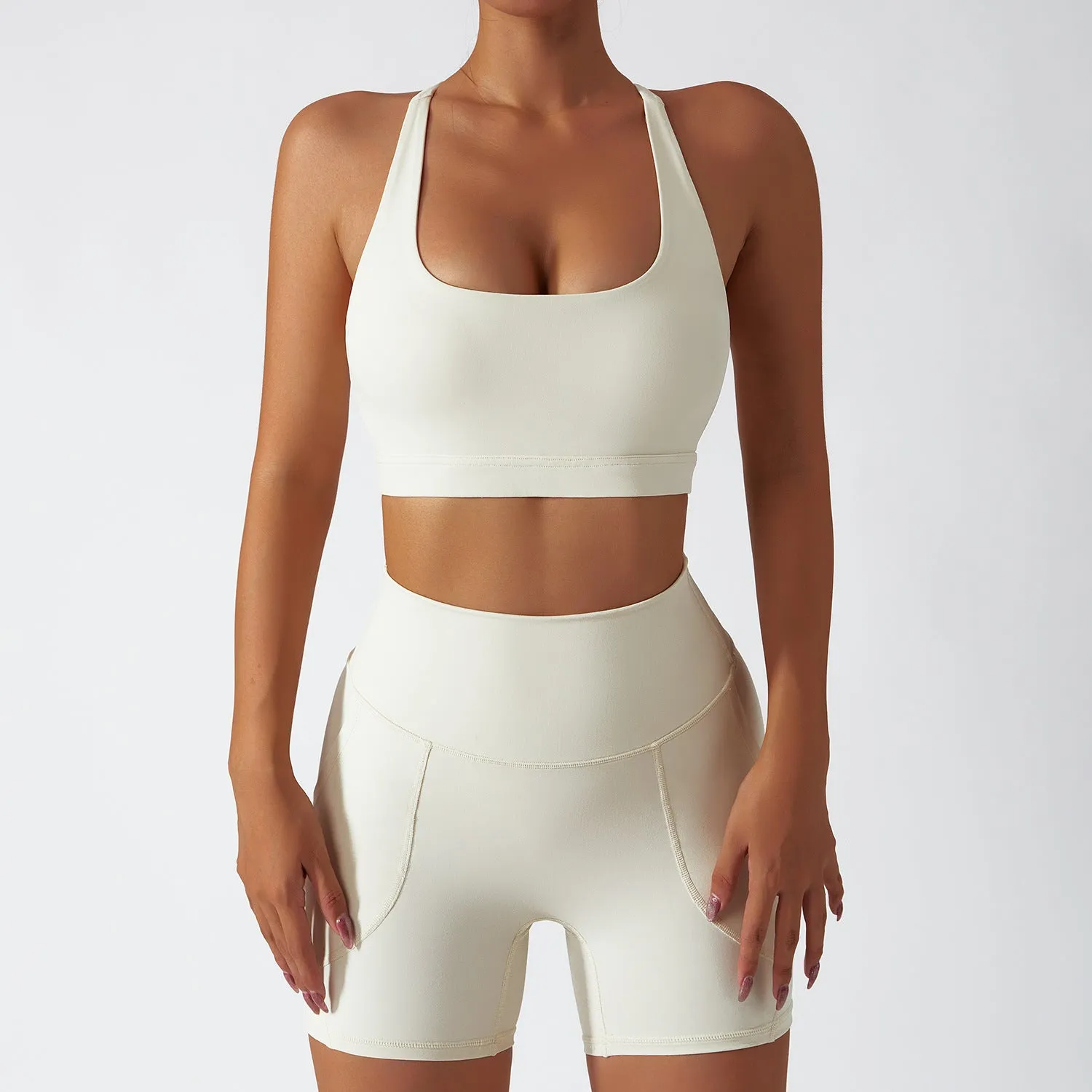 wholesale high waist training-sports short sets