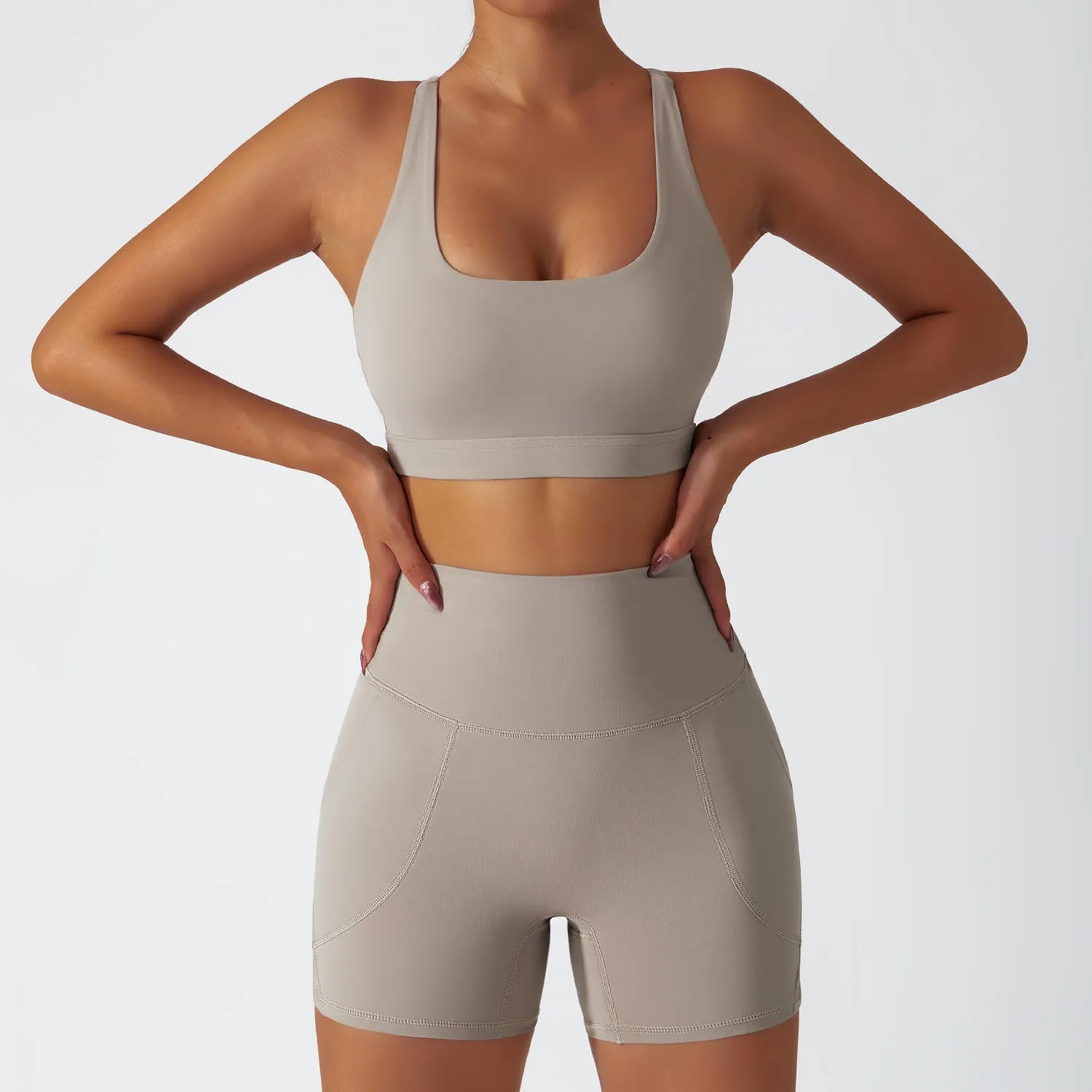 wholesale high waist training-sports short sets