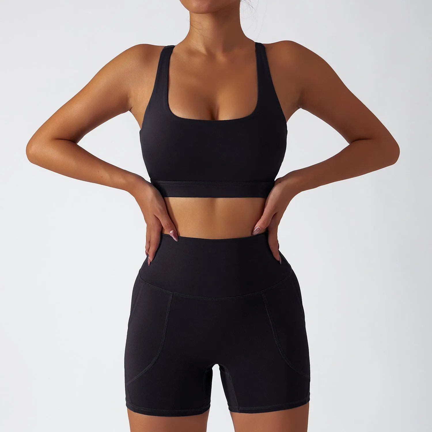 wholesale high waist training-sports short sets