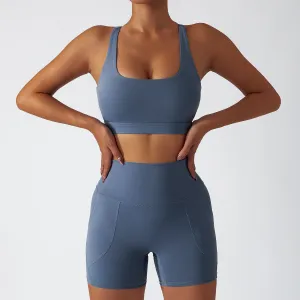 wholesale high waist training-sports short sets