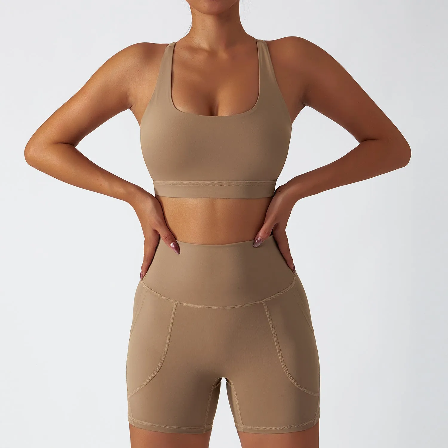 wholesale high waist training-sports short sets