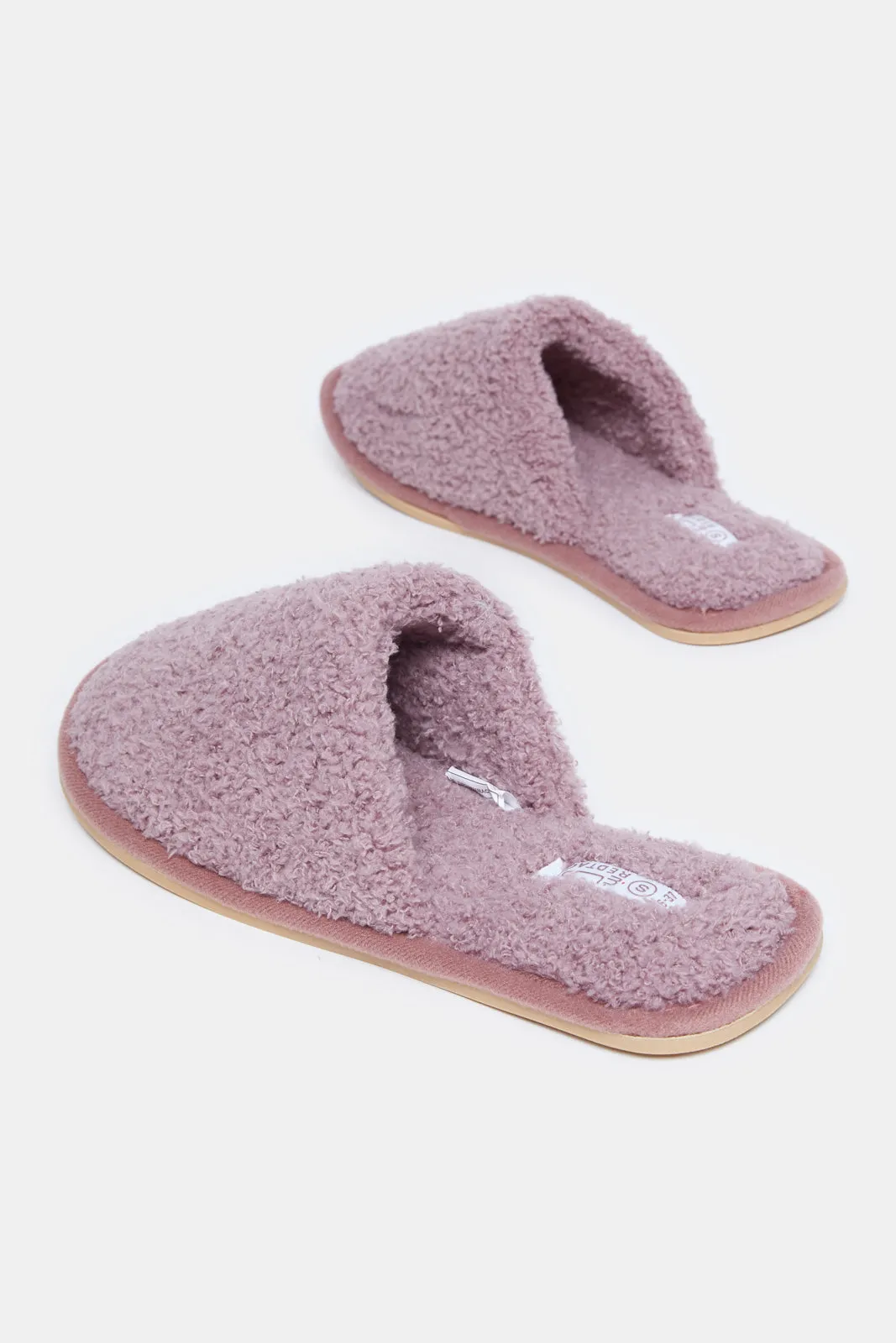 Women Pink Textured Sherpa Slipper