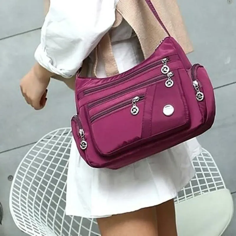 Women Shoulder Bag Multi-pocket Design Waterproof Casual High Capacity Crossbody Bag