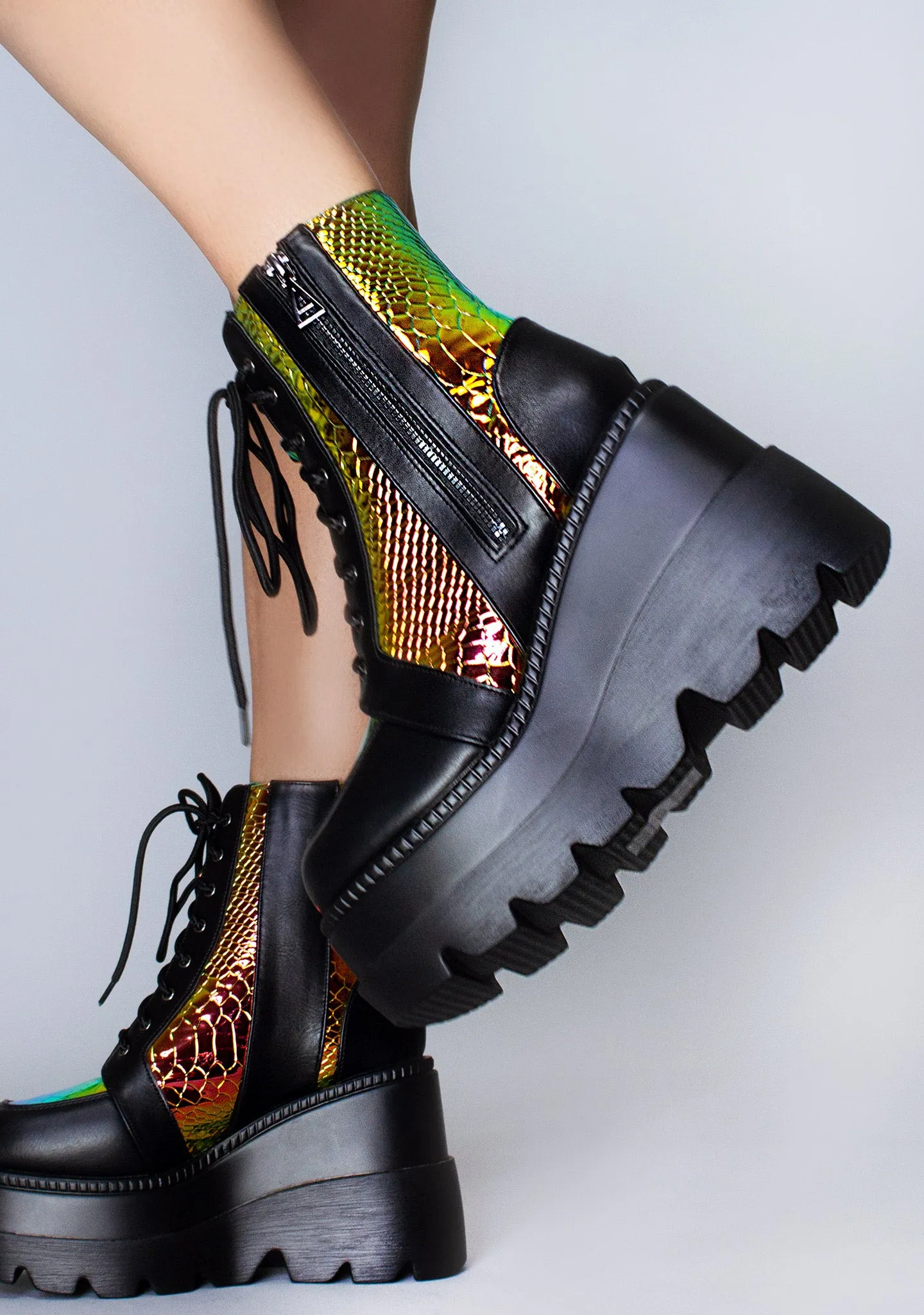 X LASR Exclusive RADIO Radioactive Black Platform Boots