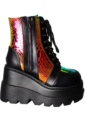 X LASR Exclusive RADIO Radioactive Black Platform Boots