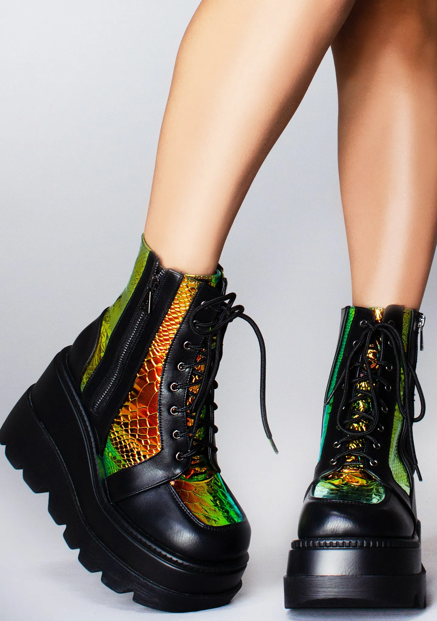 X LASR Exclusive RADIO Radioactive Black Platform Boots