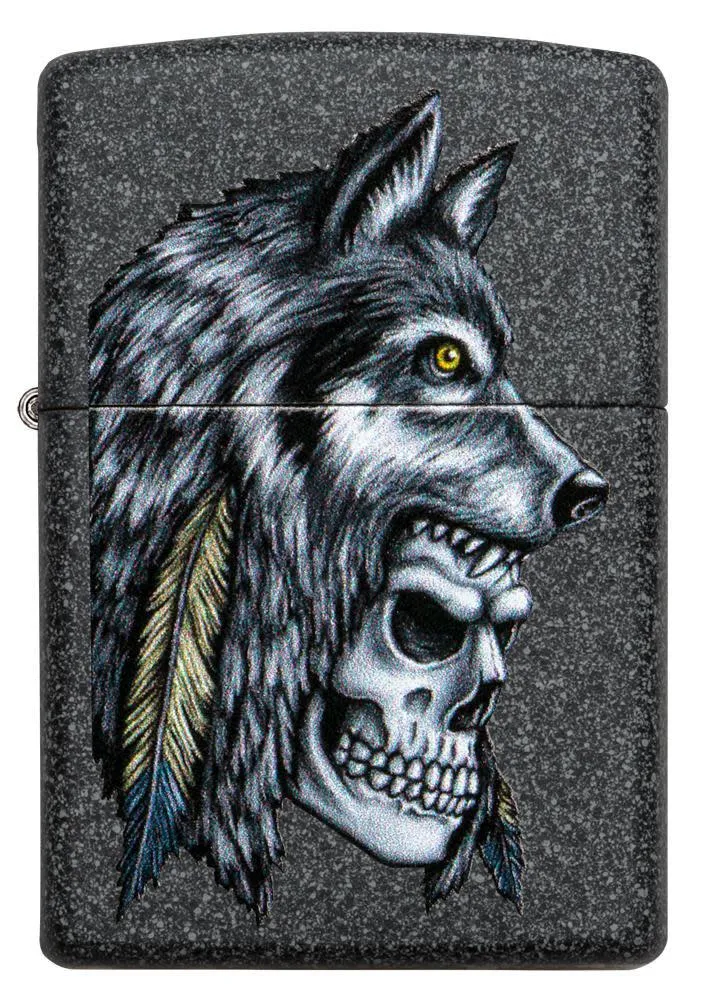 Zippo Wolf Skull Feather Design - 29863